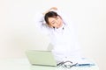 Young Japanese female doctor takes a restÃ£â¬â¬ Royalty Free Stock Photo